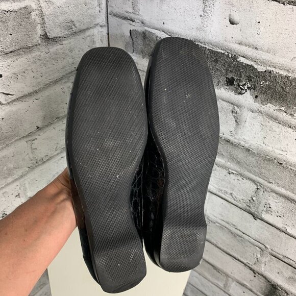 Vintage Roberto Capucci Croc Embossed Black Patent Leather Square Toe Loafer - Picture 8 of 10